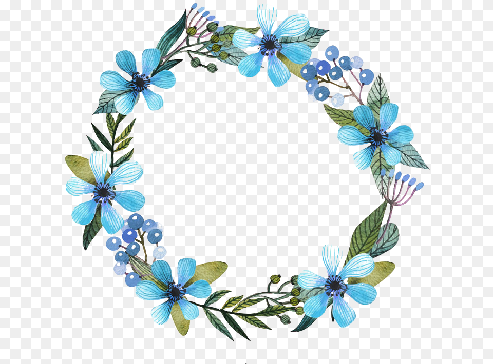 Garland Transparent Blue Flower Blue Flower Circle Background, Plant, Accessories, Jewelry, Wreath Png Image