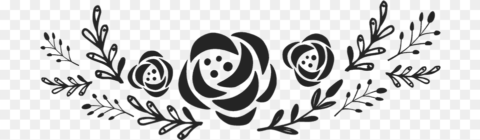 Garland With Flowers Rubber Stamp Transparent Flower Garland Black And White, Art, Floral Design, Graphics, Pattern Png Image