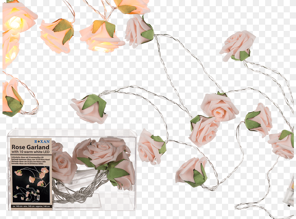 Garland With Rose Coloured Mini Roses Amp 10 Warmwhite Led Ljusslinga Rosor, Art, Plant, Graphics, Flower Png
