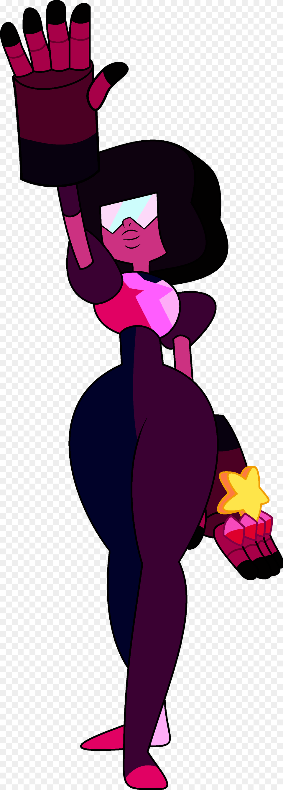 Garnet One Hand Up Transparent, Cartoon, Person, Purple Png