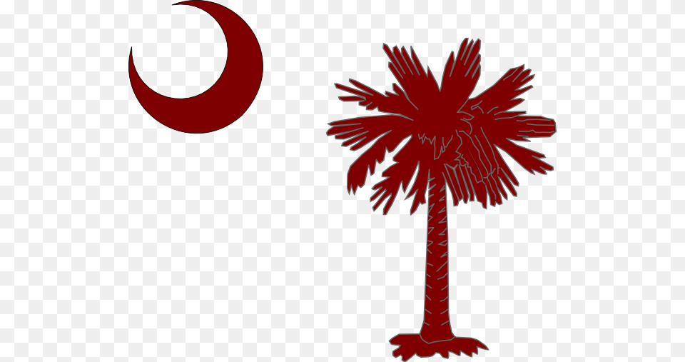 Garnet Palmetto Tree Amp Moon Clip Art South Carolina Flag Black And White, Palm Tree, Plant Free Png Download
