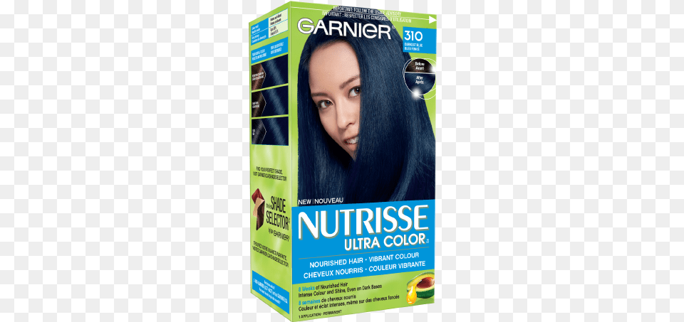 Garnier Nutrisse Ultra Color Darkest Blue 310 Blue, Publication, Adult, Female, Person Png Image