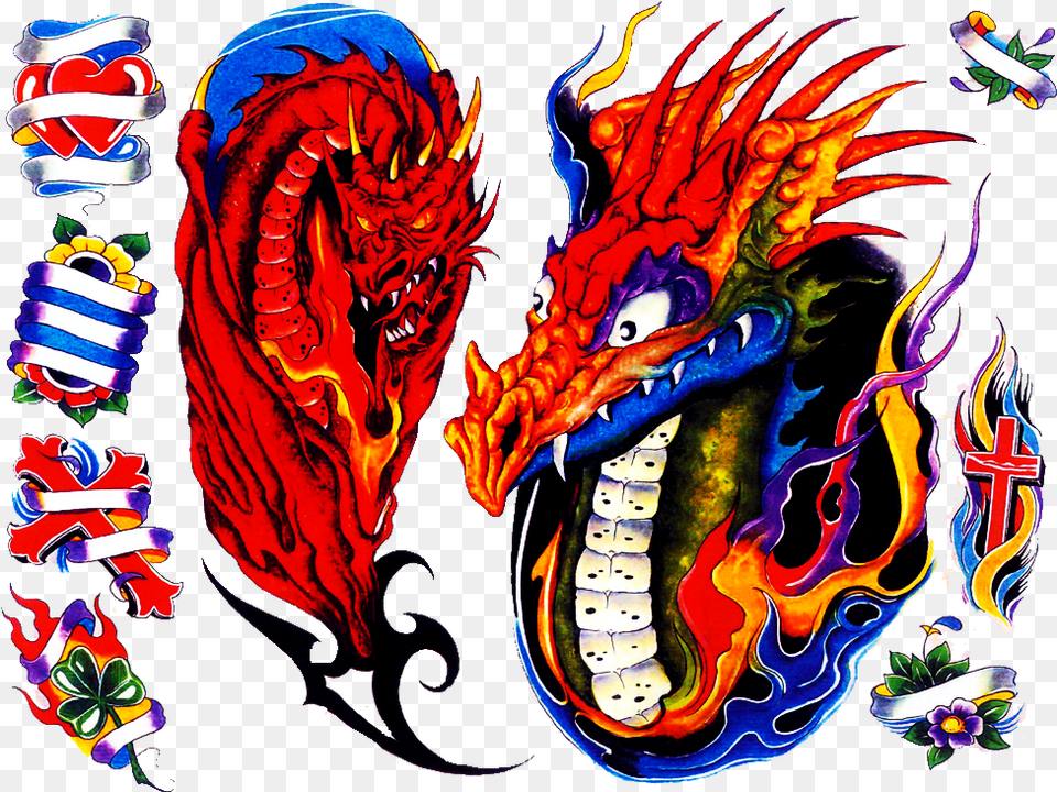 Gary Davis Tattoo Flash, Dragon, Adult, Female, Person Png Image