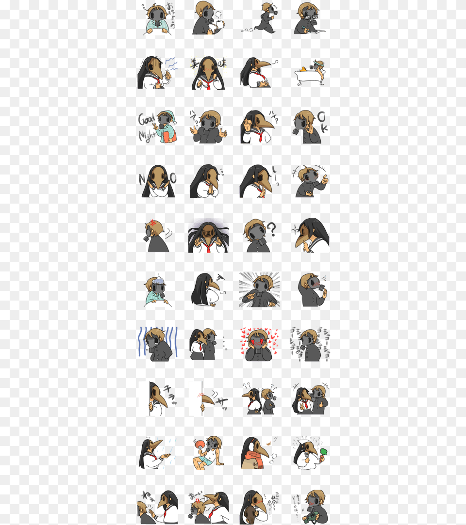 Gas Mask Boy And Plague Doctor Mask Girl Shirokuma Cafe Line Stickers, Book, Comics, Publication, Person Free Transparent Png