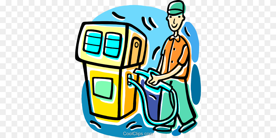 Gas Station Fill Up Royalty Vector Clip Art Illustration, Person, Cleaning, Machine, Face Free Png