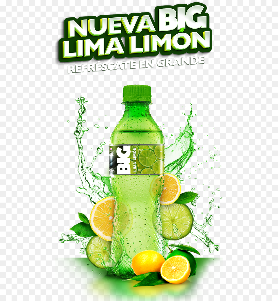Gaseosas Big Cola De Limon Download Carbonated Soft Drinks, Advertisement, Plant, Fruit, Food Png Image