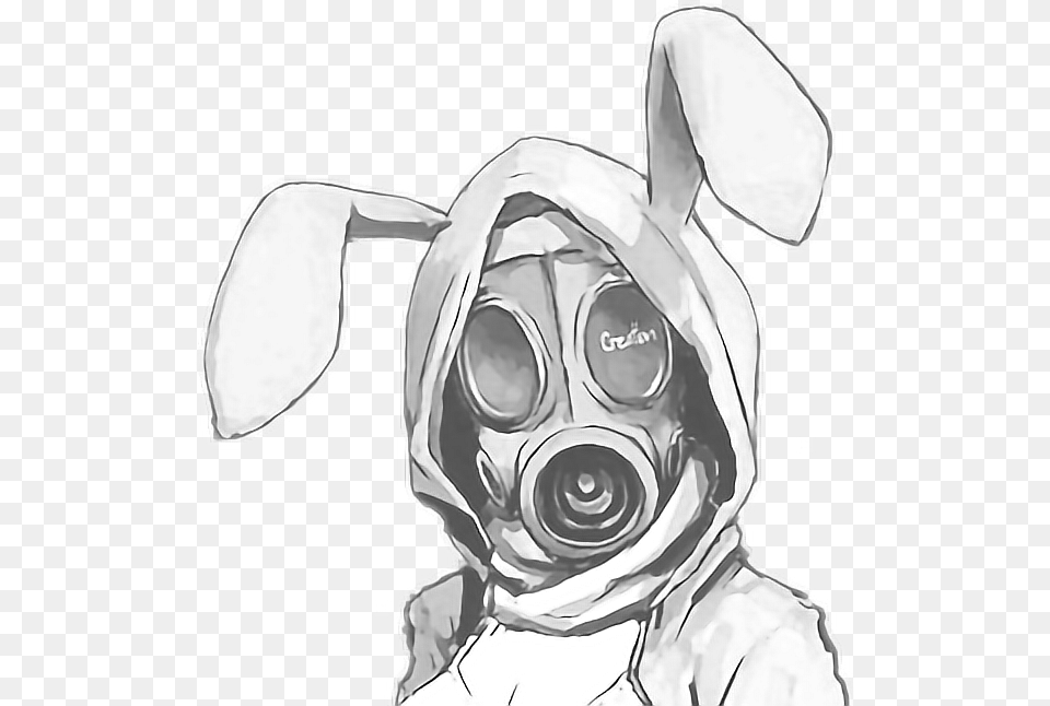 Gasmask Bunny Girl Ryeowook Anime Gas Mask Drawing, Art, Adult, Male, Man Free Transparent Png