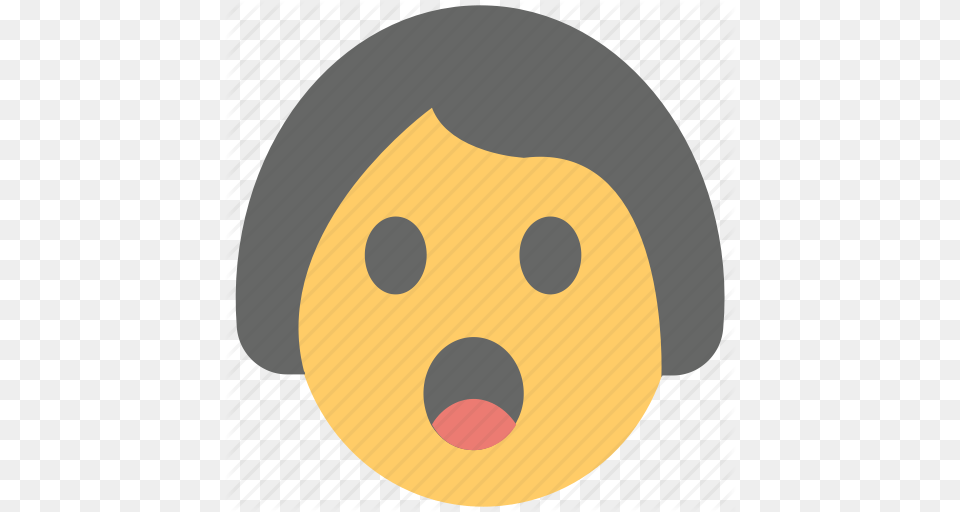Gasping Face Girl Emoji Open Mouth Shocked Surprised Icon, Disk, Food, Sweets Free Png Download