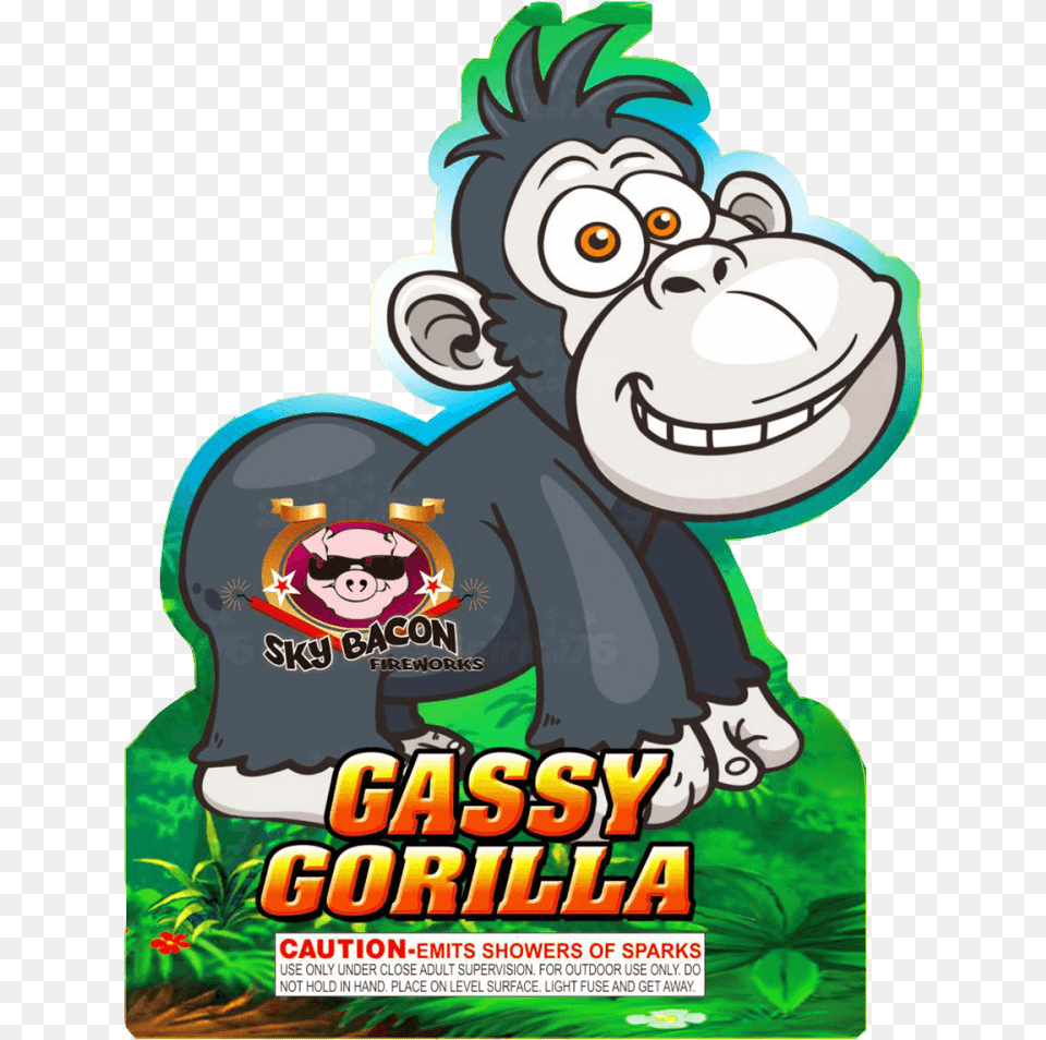 Gassy Gorilla Fireworks, Advertisement, Poster, Baby, Person Png Image
