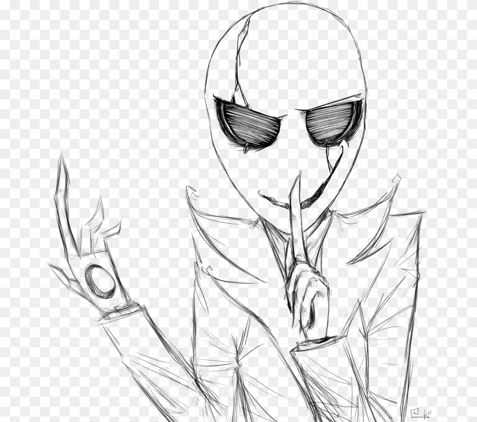Gaster Outlines Sketch Thingy By Spirit Of Steam Sketch, Gray Png Image