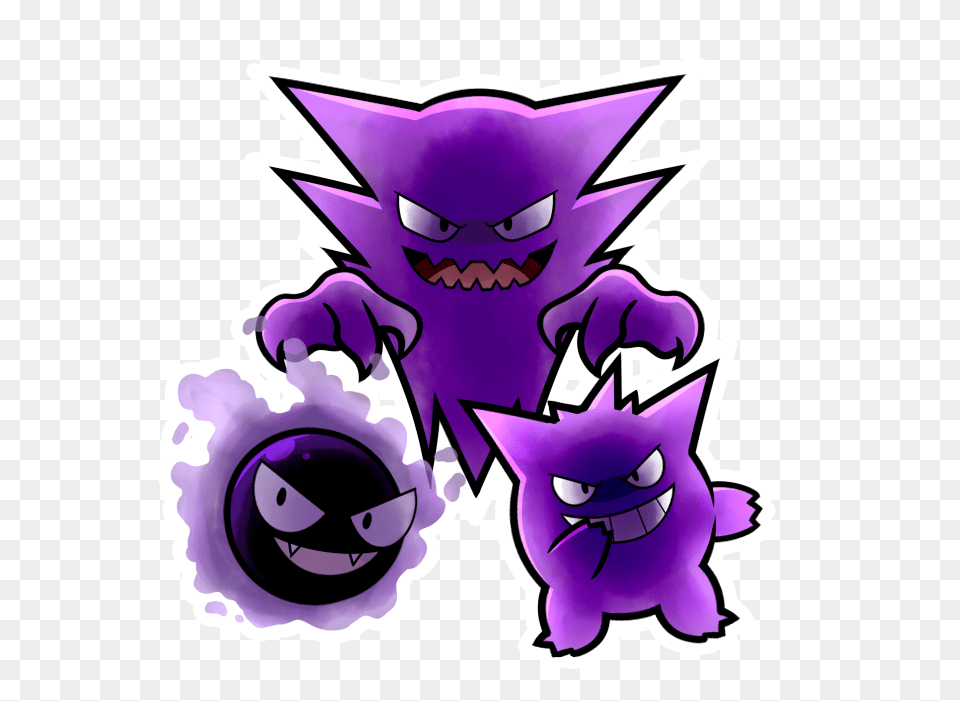 Gastly And Evolutions, Purple, Sticker, Book, Comics Free Transparent Png