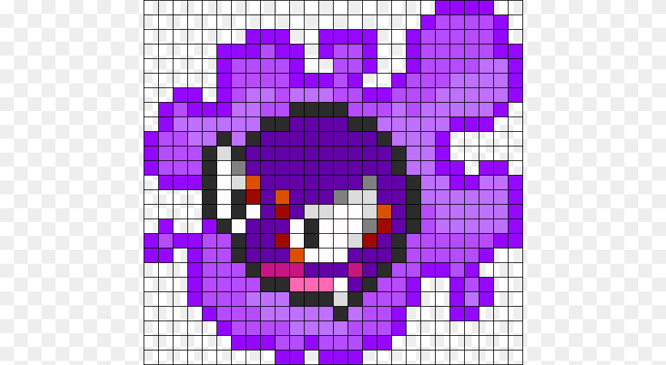 Gastly Perler Bead Pattern Bead Sprite Pokemon Pixel Art Ghastly, Purple Png