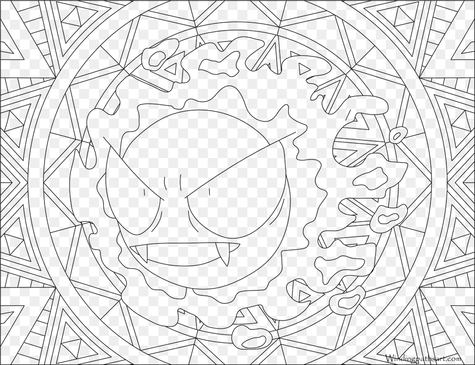 Gastly Pokemon Colouring Pages For Adult, Gray Free Transparent Png