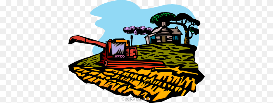 Gathering The Hay Crop Combine Royalty Free Vector Clip Art, Nature, Outdoors, Countryside Png