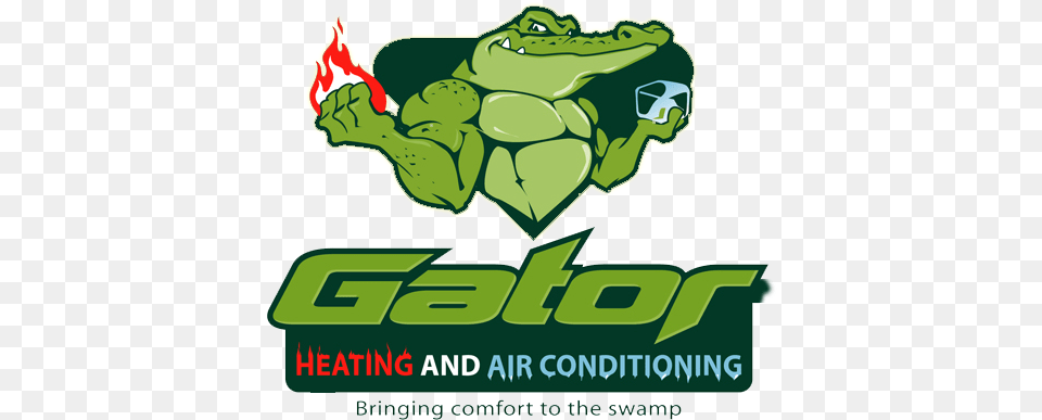 Gator Heating And Air Conditioning Gator Heating And Air, Green, Advertisement, Poster, Amphibian Png Image
