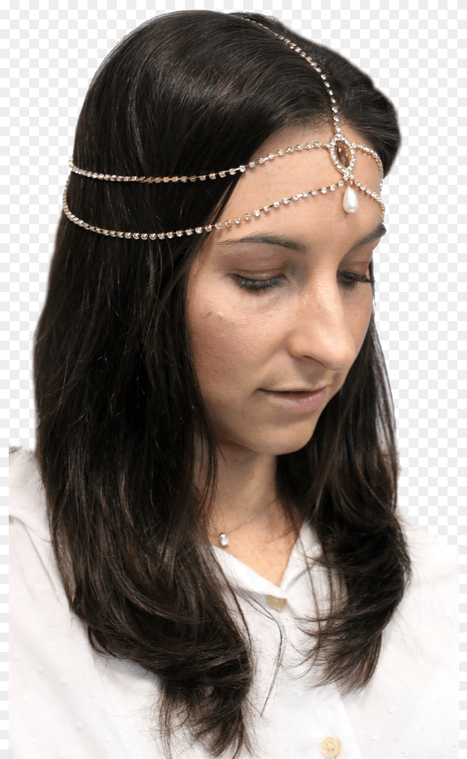 Gatsby Flapper Head Chain Gold Headpiece, Accessories, Wedding, Person, Woman Png