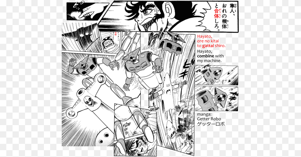 Gattai Sequence From Manga Getter Robot Getter Robo, Book, Comics, Publication, Face Png