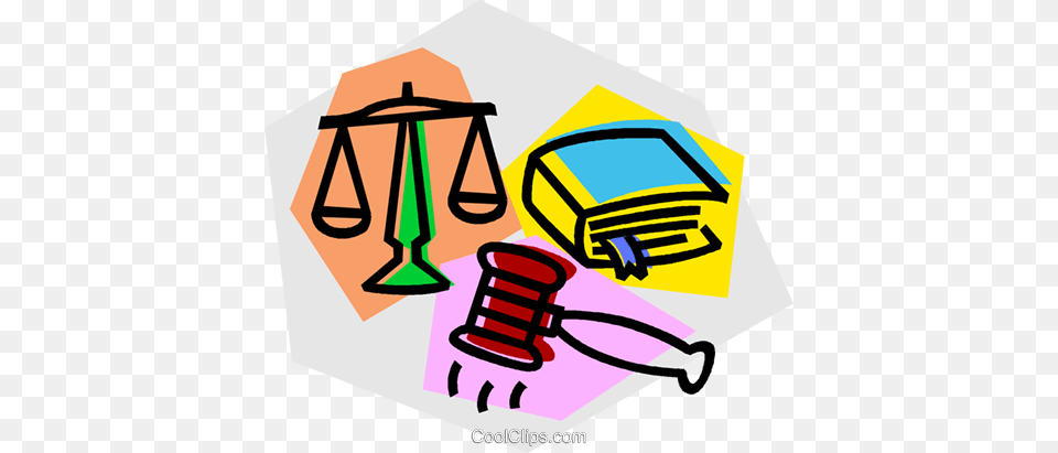 Gavel Law Book And Scales Of Justice Royalty Vector Clip, Bulldozer, Machine Free Png