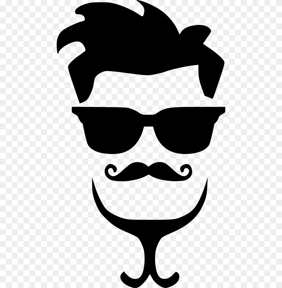 Gay Hipster Man Hair Fasion Style Glasses Comments Man With Mustache Icon, Stencil, Head, Person, Face Free Png