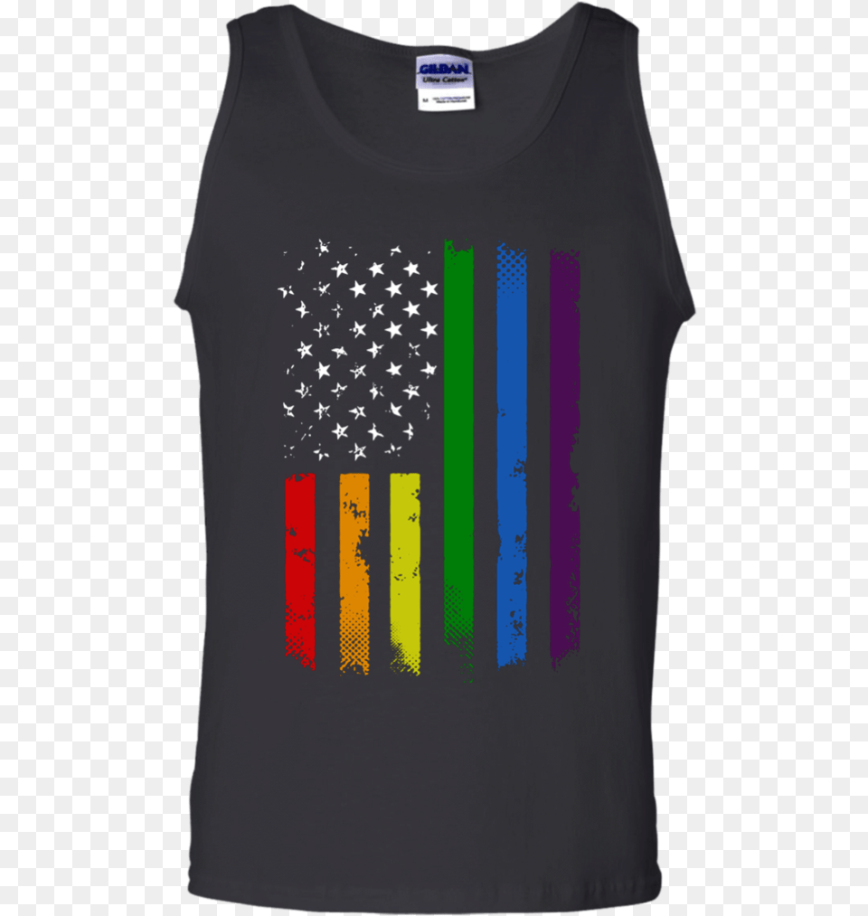 Gay Pride Flag Rainbow American Flag Tank Top Black, Clothing, T-shirt, Tank Top, Shirt Free Png Download