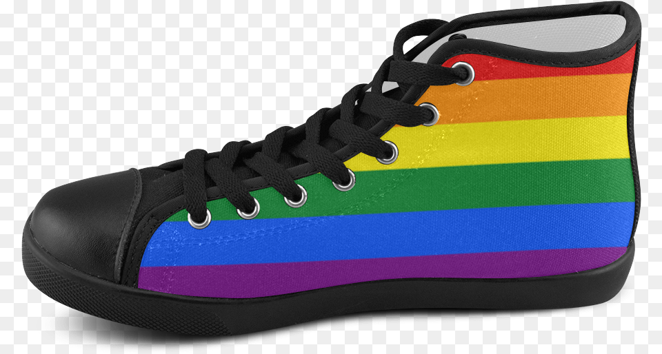 Gay Pride Rainbow Flag Stripes Women39s High Top Canvas Anime Black Rock Shooter 15 Women39s High Top Lace Up, Clothing, Footwear, Shoe, Sneaker Free Png
