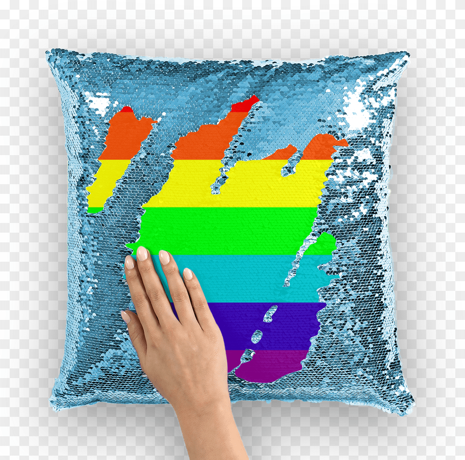 Gay Pride V2 Sequin Cushion Cover Sequin Pillow With Face, Home Decor, Person Png Image