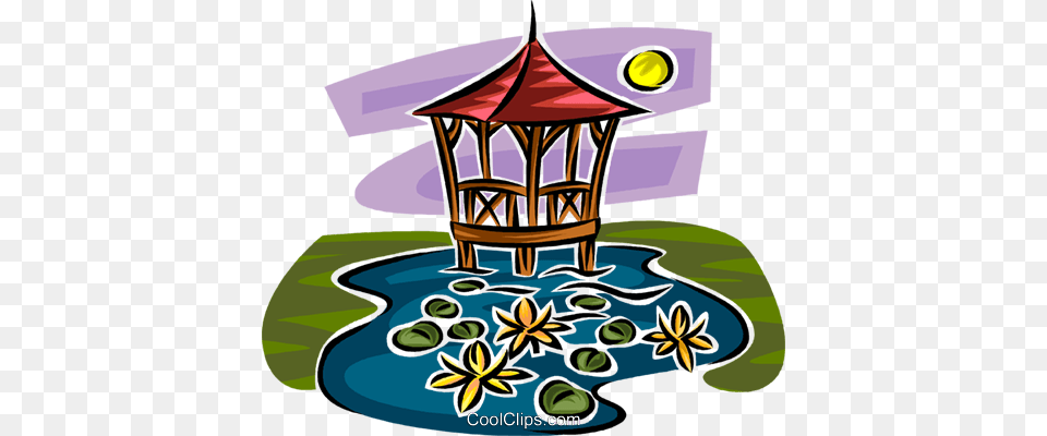 Gazebo In A Pond Royalty Vector Clip Art Illustration Gazebo Vector, Outdoors, Chair, Furniture Free Png