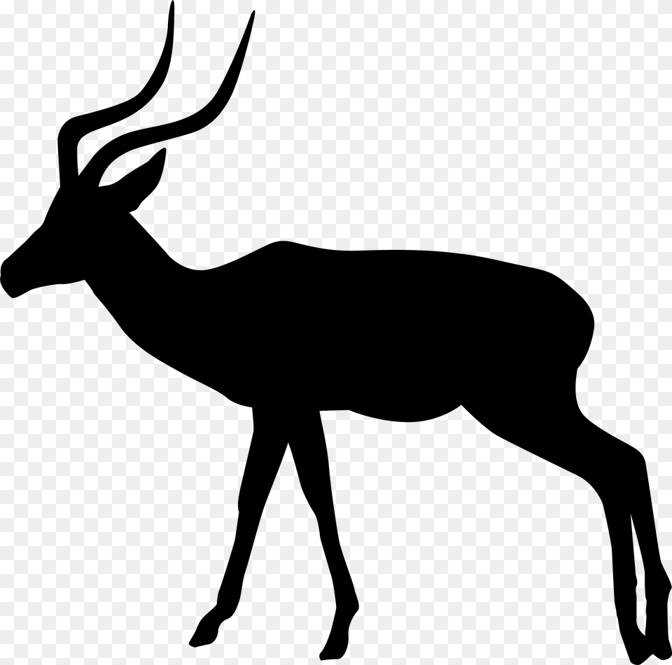 Gazelle Silhouette Clip Art Image, Gray Free Png