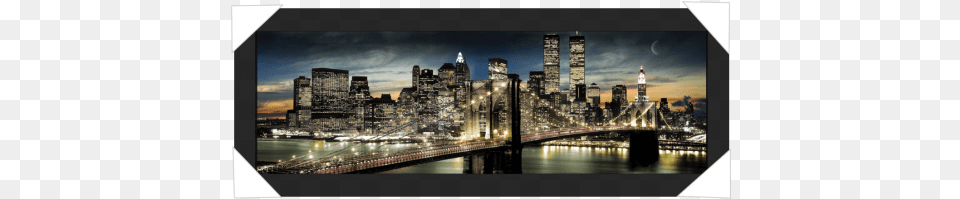 Gb New York City Manhattan Night And Moon Decorative, Nature, Urban, Scenery, Outdoors Free Png