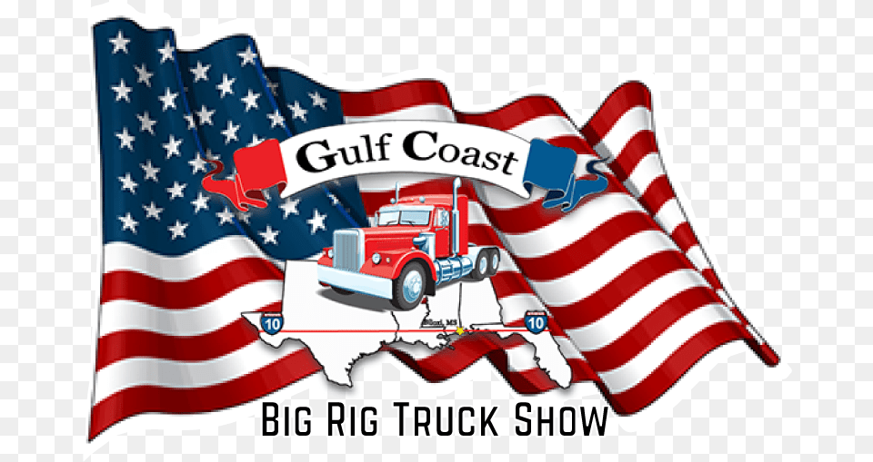 Gcbrts Logo Truck Show White Wavy Waving American Flag, American Flag, Dynamite, Weapon Free Png