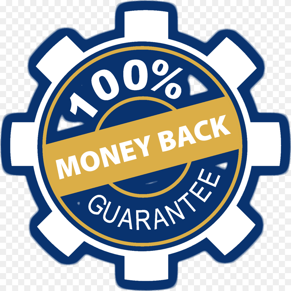Gear Icon For Our Money Back Guarantee Black And White Gears, Badge, Logo, Symbol Free Png Download