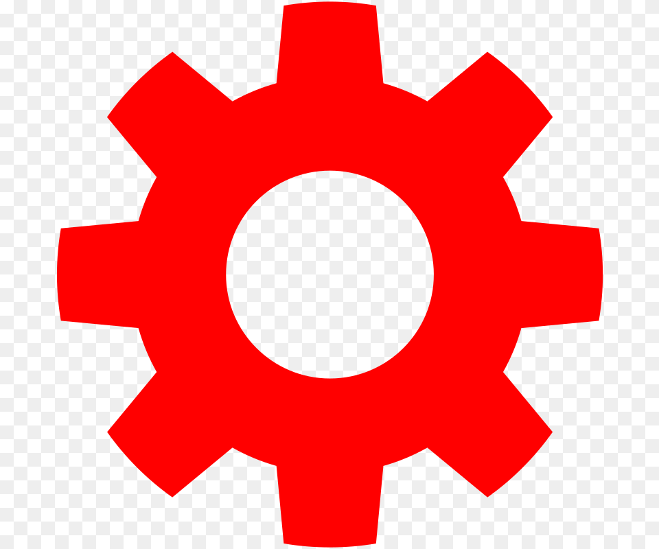 Gear In Red Red Gear Clipart, Machine Png Image