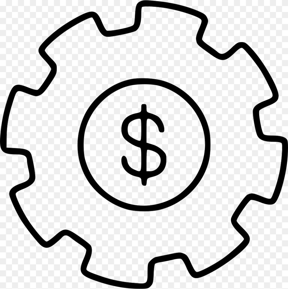 Gear Settings Dollar Money Earn Economy Tool Gear Icon White Background, Machine, Smoke Pipe Free Png