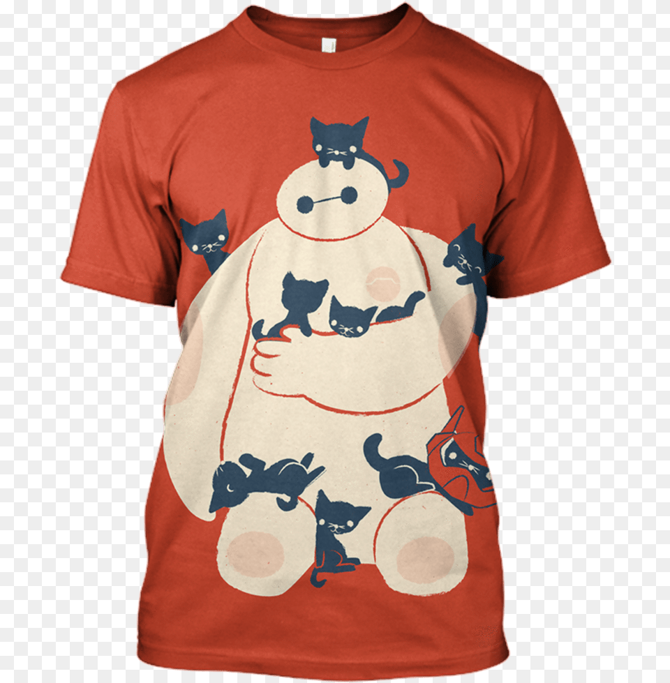 Gearhuman 3d Baymax Big Hero 6 Tshirt Baymax Con Gatos, Applique, Clothing, Pattern, T-shirt Free Png Download