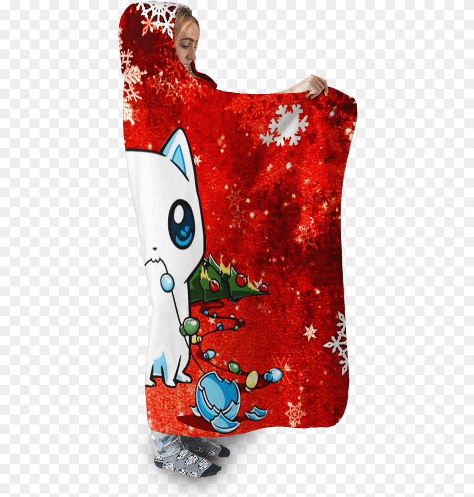 Gearhuman 3d Christmas Cat Custom Hooded Blanket Illustration, Formal Wear, Fashion, Gown, Dress Png Image