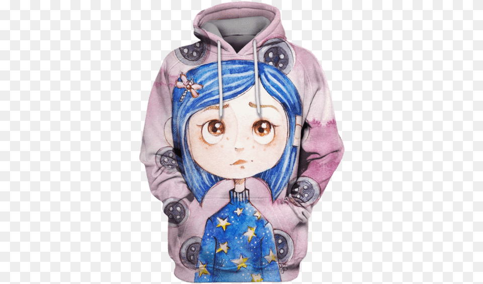 Gearhuman 3d Coraline Movie Hoodies Hoodie, Clothing, Knitwear, Sweater, Sweatshirt Free Png Download