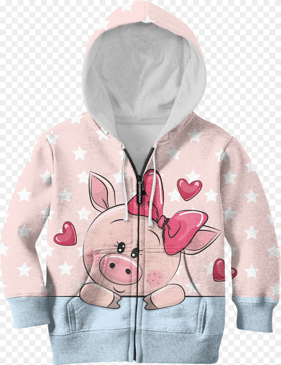 Gearhuman 3d Cute Pig With Sweet Heart Kid Custom Hoodies Hoodie, Clothing, Hood, Knitwear, Sweater Free Png