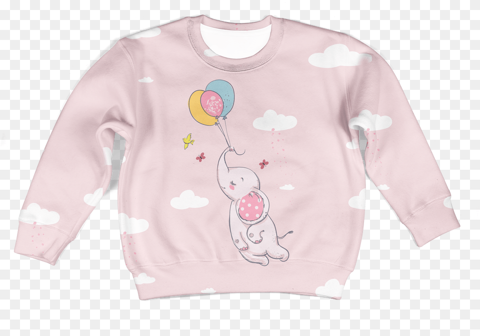 Gearhuman 3d Elephant And Balloons Custom Hoodies T Shirt, Clothing, Knitwear, Long Sleeve, Sleeve Free Png Download