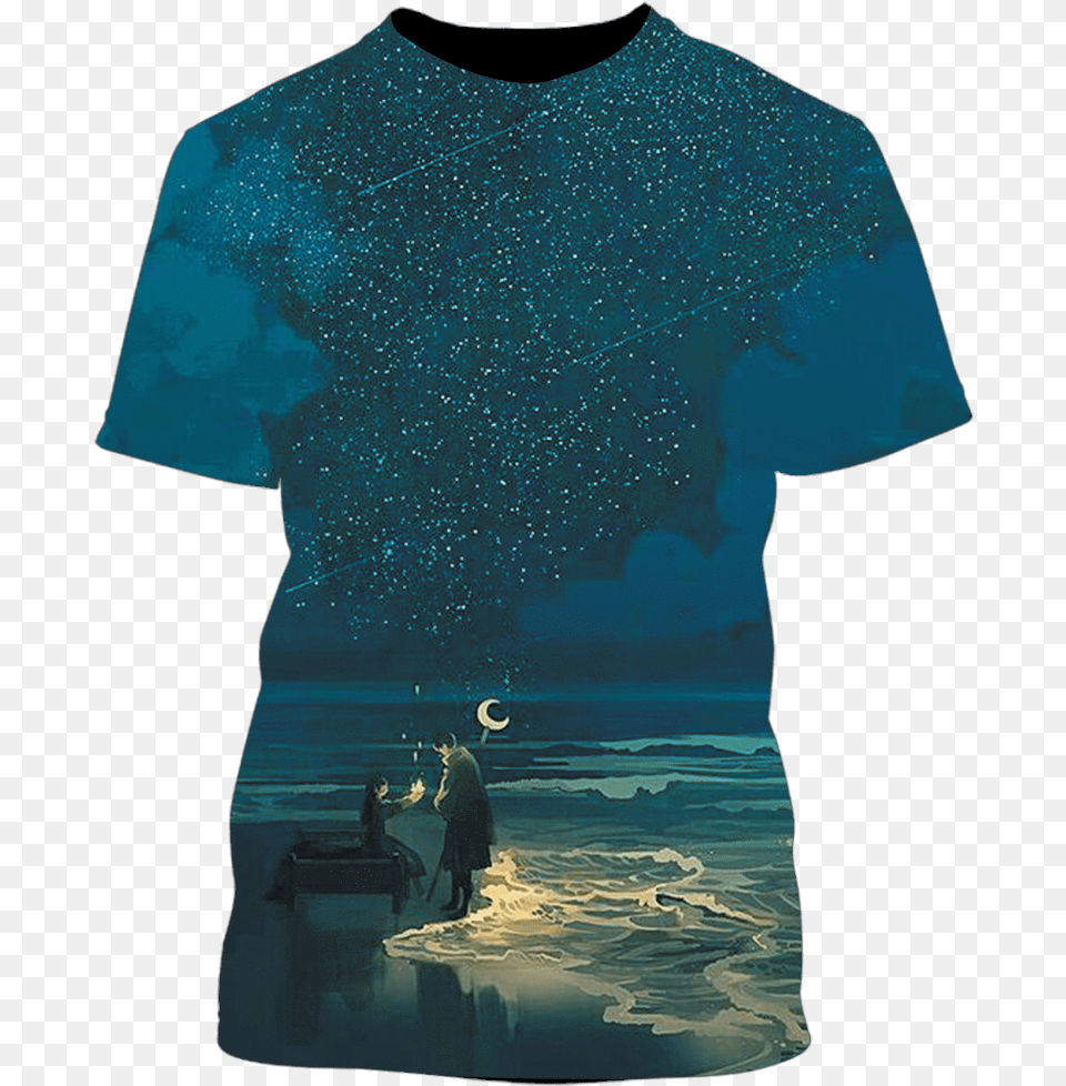Gearhuman 3d Falling Star Custom T Shirt T Shirt, Clothing, T-shirt, Nature, Night Png