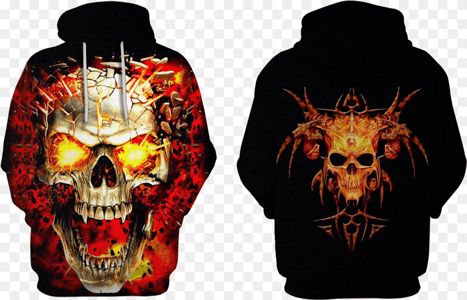 Gearhuman 3d Halloween Skull Hoodies Demon, Sweatshirt, Sweater, Clothing, Hoodie Free Transparent Png
