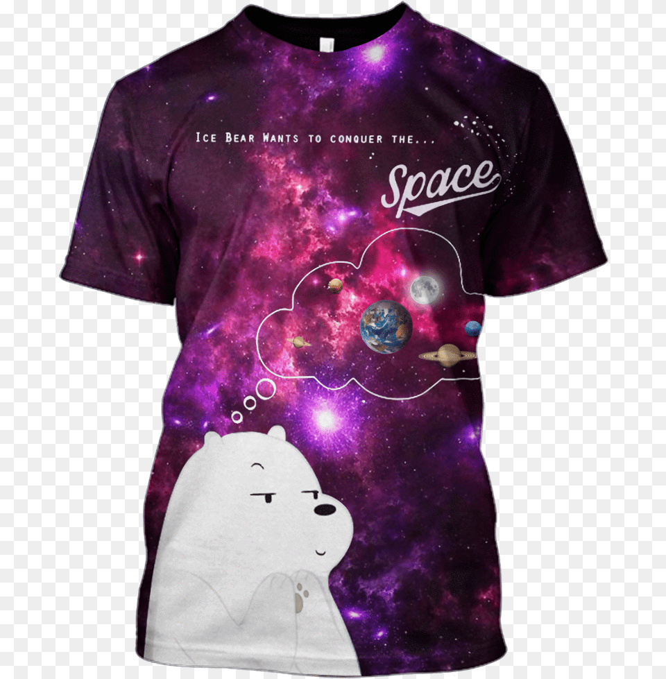 Gearhuman 3d Ice Bear Wants To Conquer The Space Custom Galaxy, Clothing, Shirt, T-shirt, Purple Free Png
