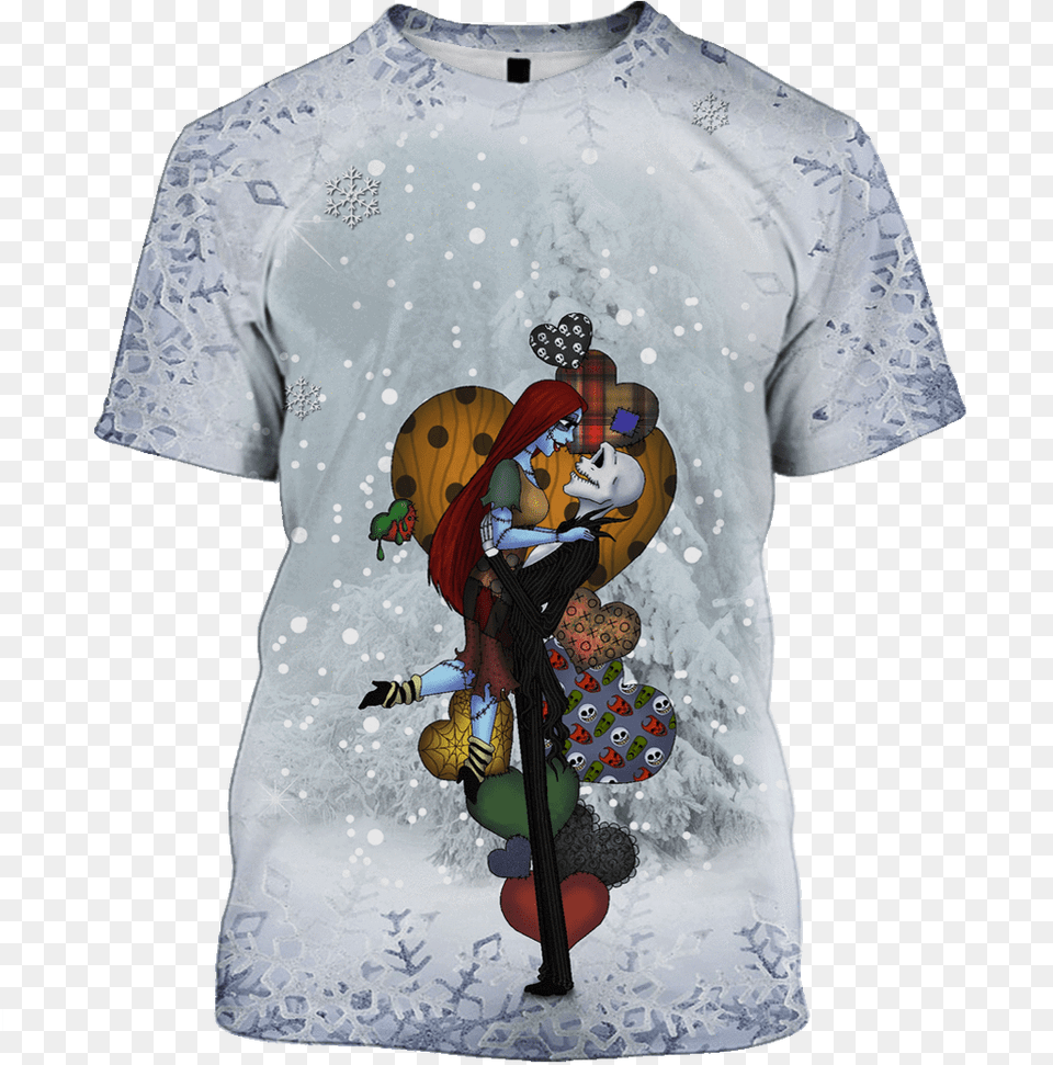 Gearhuman 3d Jack And Sally In Winter Custom T Shirt C Programming T Shirt, Clothing, T-shirt, Baby, Person Png