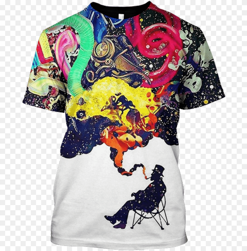 Gearhuman 3d Man Smoking Outerspace Custom T Shirt Artistic T Shirts Men, Clothing, T-shirt, Person, Pattern Png Image