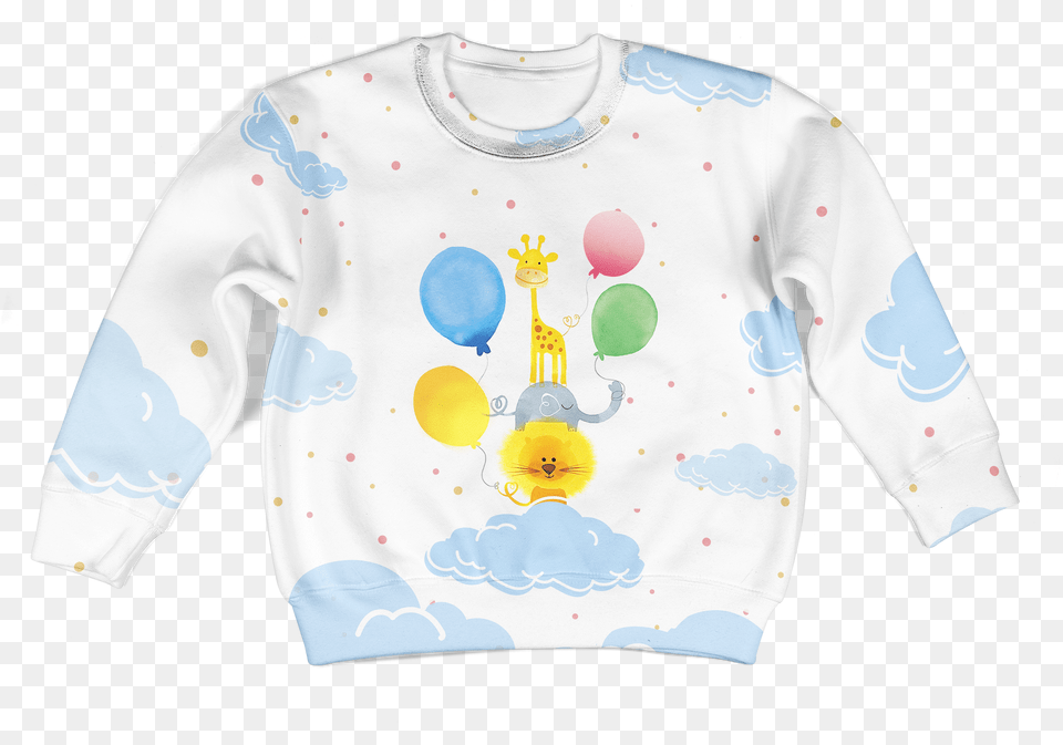 Gearhuman 3d Pets And Balloons On The Cloud Custom Long Sleeved T Shirt, Clothing, Sweatshirt, Knitwear, Long Sleeve Free Transparent Png