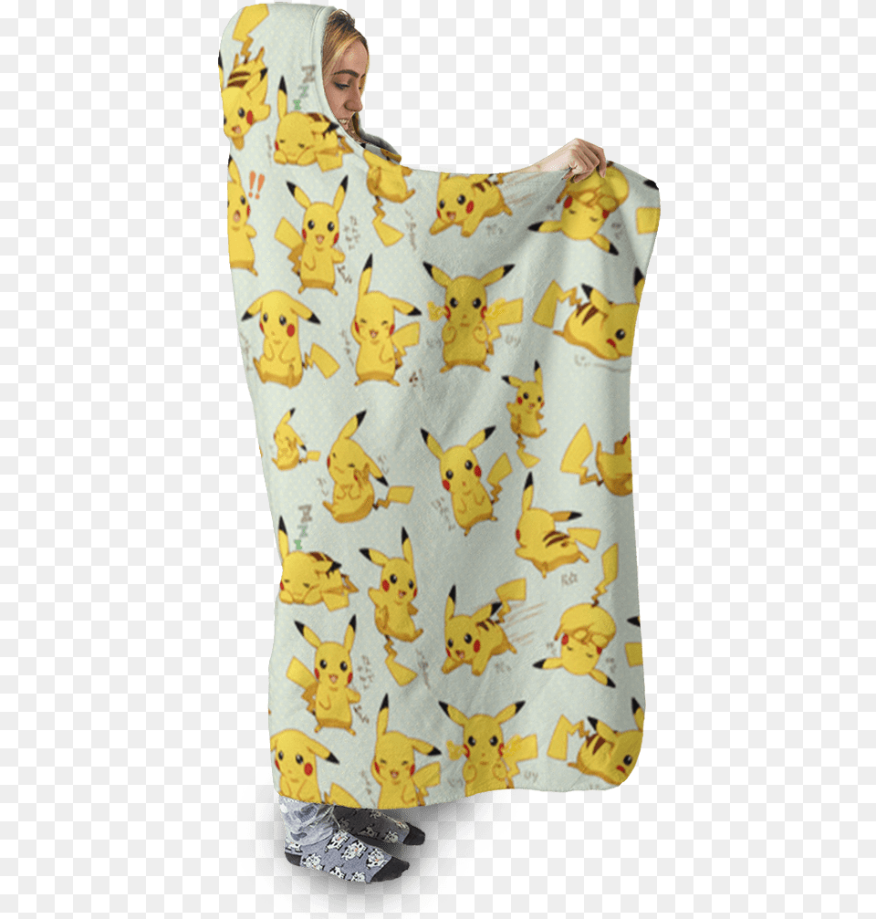 Gearhuman 3d Pokemon Pikachu Custom Hooded Blanket Paw, Adult, Person, Female, Woman Free Png Download