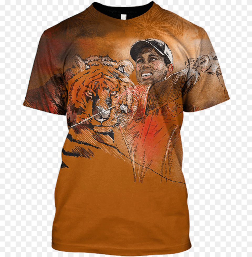 Gearhuman 3d Tiger Woods Hoodies, Clothing, T-shirt, Adult, Shirt Png Image