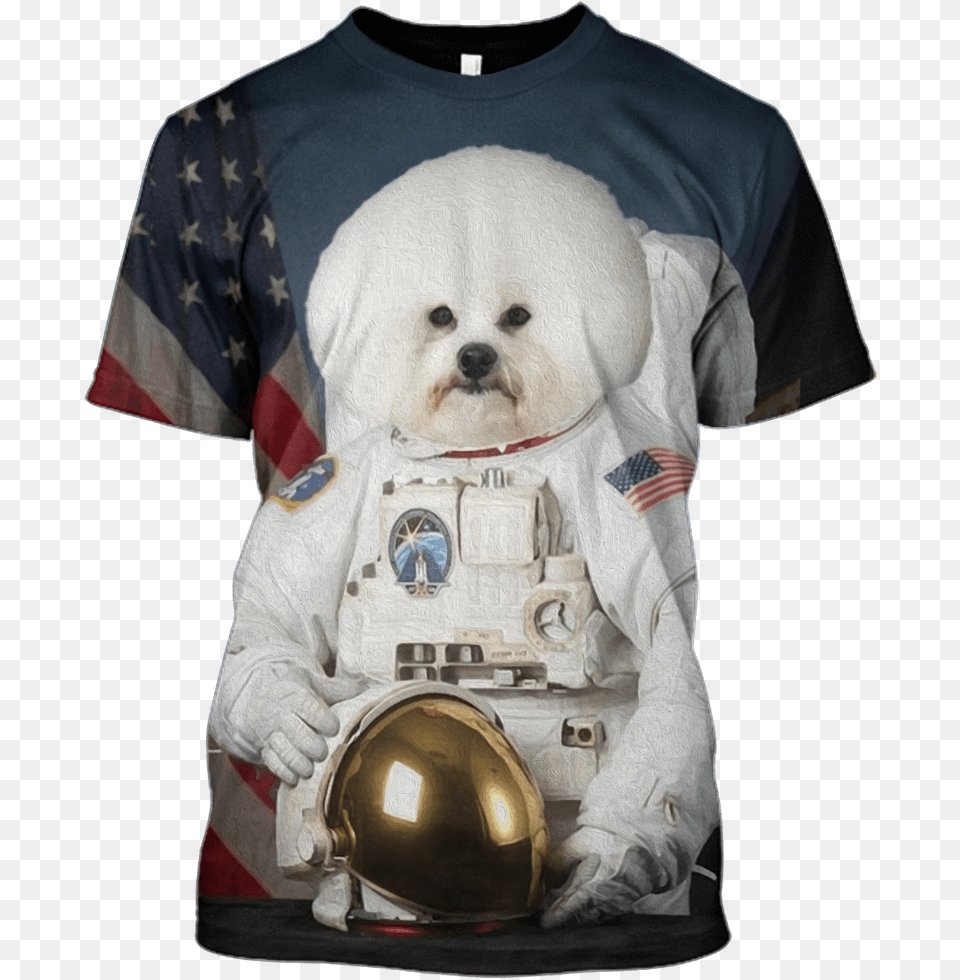 Gearhuman 3d White Dog Astronaut Tshirt Dog That Went To The Moon, T-shirt, Ball, Clothing, Football Free Transparent Png