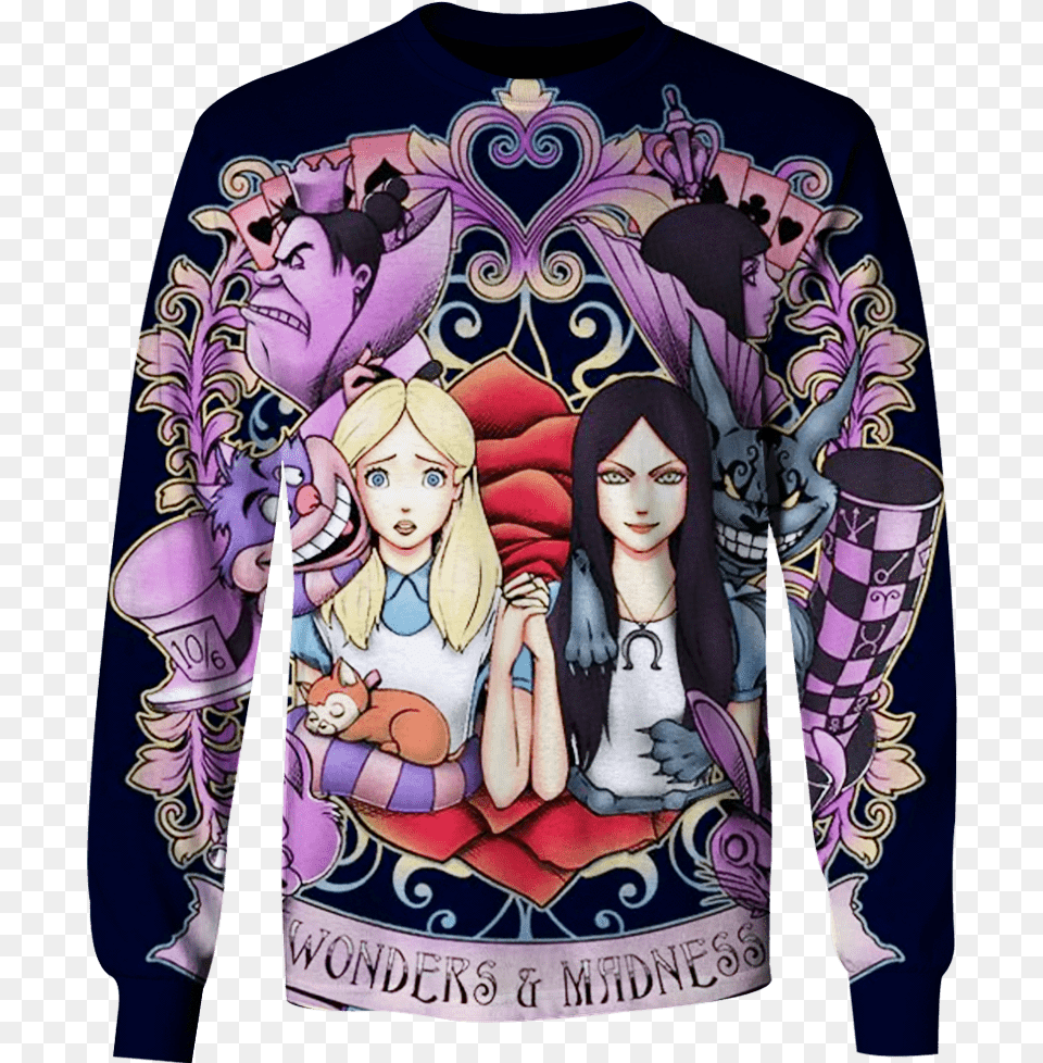 Gearhuman 3d Wonders And Madness Alice In The Wonder Alice In Wonderland Alice Madness, Long Sleeve, Book, Clothing, Comics Free Transparent Png