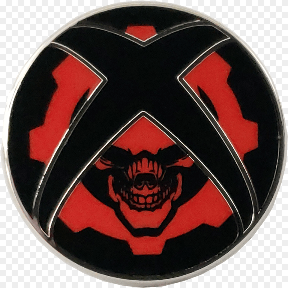 Gears Crimson Skull Sphere Pin Emblem Png Image