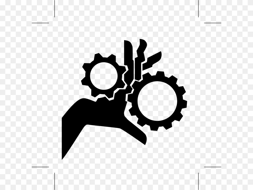 Gears Injury Warning Attention Black Sign Symbol Keep Hand Out Of Machinery, Gray Png